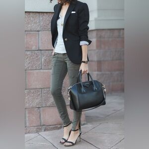 Joie Park Skinny Zipper Utility Moto Jeans Army Green Mid Rise Pants size 27